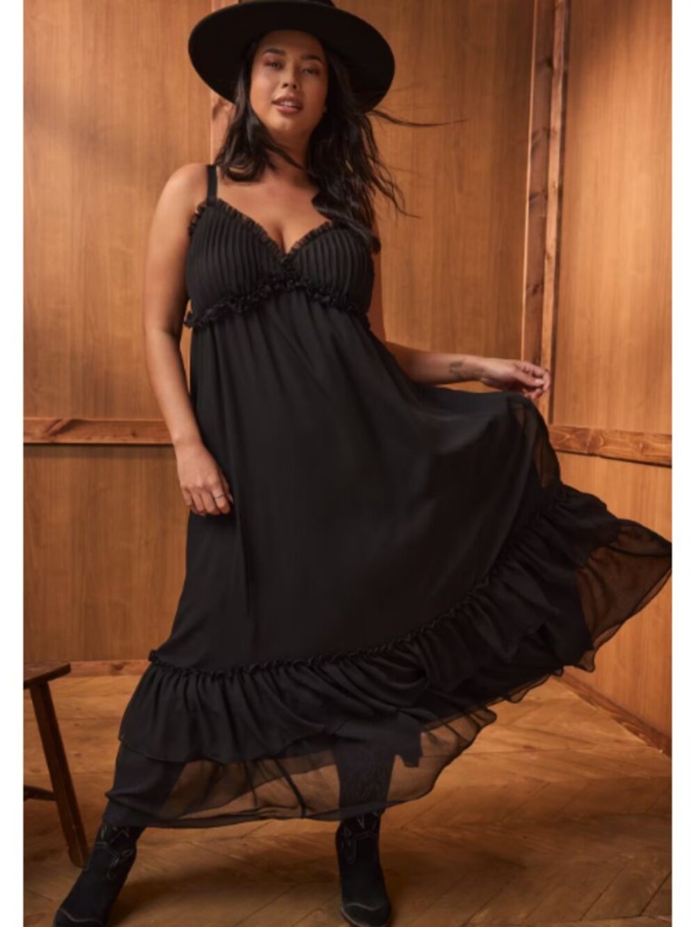 NWT Torrid 2 Festi Black Surplice Tiered Maxi Dress 2X 18 20